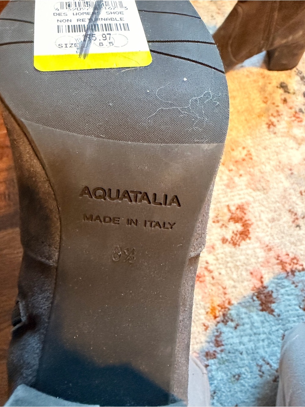 Aquatalia Charcoal Gray Suede Ankle Booties with Block Heel - Picture 5 of 6